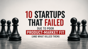 10 Startups That Failed Due to Poor Product-Market Fit (And What Killed Them) — chess pawns on a dark board symbolizing startups that didn't survive