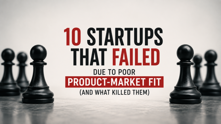 10 Startups That Failed Due to Poor Product-Market Fit (And What Killed Them) — chess pawns on a dark board symbolizing startups that didn't survive
