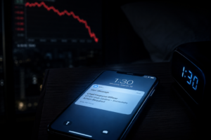 Why Did Zirtual Fail? The 2015 Implosion Exposed — a late-night smartphone notification representing the startup's sudden collapse